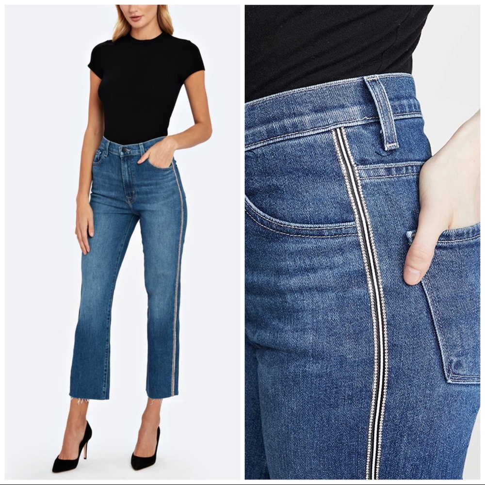 J Brand Jules/Urbanite Jeans with rhinestone tuxedo stripe | ankle straight leg
